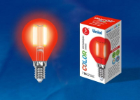 Лампа светодиодная E14 5W шар красный Uniel Air color LED-G45-5W/RED/E14 GLA02RD картон (UL-00002985)