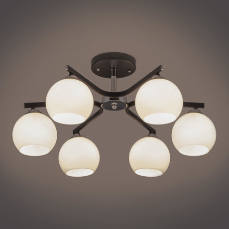 30145/6 хром/венге хром/венге Потолочная люстра со стеклянными плафонами Eurosvet Blasco 