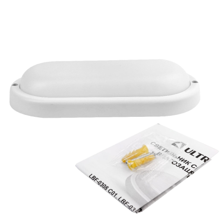 Ultraflash LBF-0401S C01 (Св-к LED влагозащищённый с датчиком движения, 12 Вт, IP65, 220В, овал) (15352) 