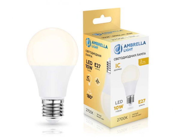 Лампа светодиодная Лон A60 10W 2700K Ambrella light Bulding 601003 
