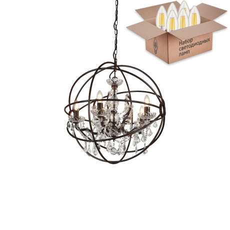Подвесная люстра с лампочками Favourite Orbit 1834-5P+Lamps E14 Свеча 