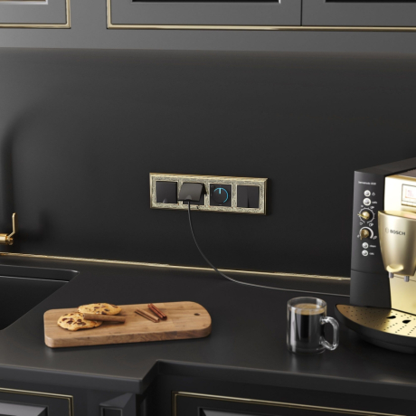 Выключатель проходной двухклавишный без рамки Werkel черный матовый W1122008