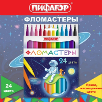 Нарушена упаковка! <652613> Фломастеры ПИФАГОР "Космическая одиссея", 24 цвета, вентилируемый колпачок, 152446 (152446)