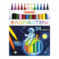 Нарушена упаковка! <652613> Фломастеры ПИФАГОР "Космическая одиссея", 24 цвета, вентилируемый колпачок, 152446 (152446)