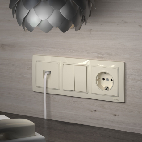 Выключатель двухклавишный проходной (слоновая кость) Werkel W1122003