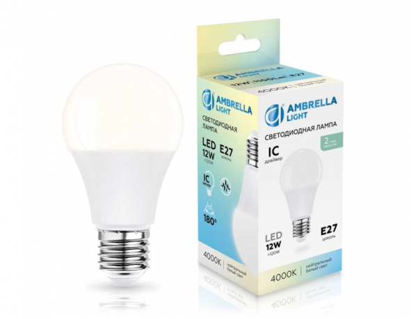 Лампа светодиодная Лон A60 12W 4000K Ambrella light Bulding 601204 