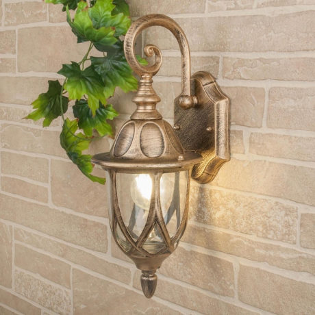 Нарушена упаковка!  <54799>  Уличный настенный светильник Elektrostandard Orion 4690389012280 (a025001) Orion черное золото