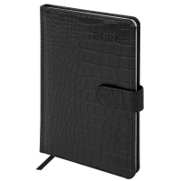 Нарушена упаковка! <795189> Еженедельник датированный 2026 А5 145х215 мм, BRAUBERG "Party", под кожу, черный, 117180