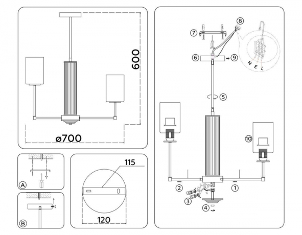 Люстра на штанге Ambrella Light HIGH LIGHT LH56217 