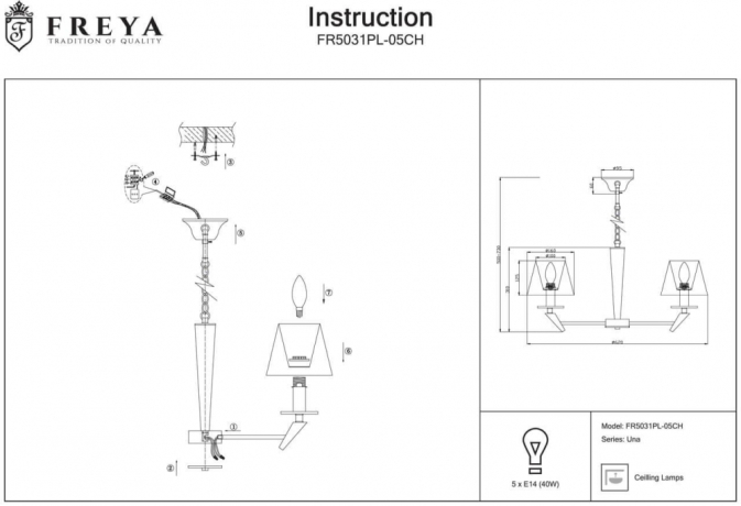 FR5031PL-05CH Подвесная люстра Freya Una 