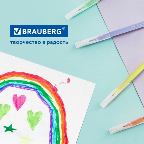 Нарушена упаковка!  <386193> Фломастеры пастельные 12 цветов, вентилируемый колпачок BRAUBERG "PREMIUM", картонная коробка, 152197 (152197)