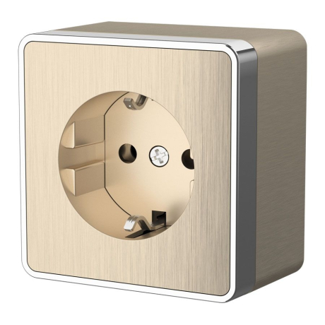 Розетка с заземлением Gallant (шампань рифленый) Werkel W5071010