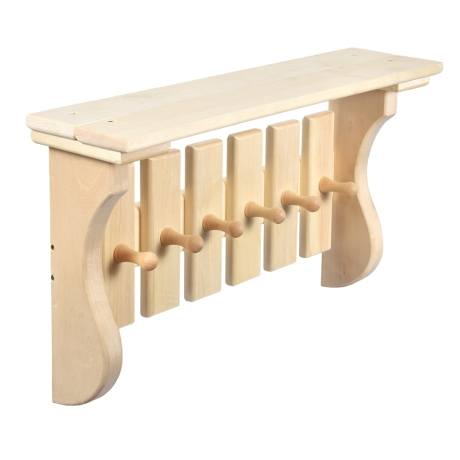 Нарушена упаковка!  <296528> Полка с вешалкой, 6 рожков 54х31х14 см, липа ''Банные штучки'' 32412