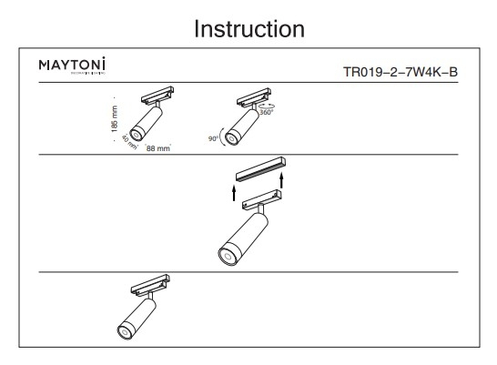 Светильник на штанге Maytoni Technical Focus LED TR019-2-7W4K-B 