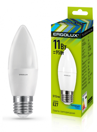 Светодиодная лампа E27 11W 4500К (белый) Ergolux LED-C35-11W-E27-4K (13622) 