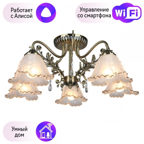 Люстра с поддержкой Алисы потолочная Omnilux OML-54807-05-A 