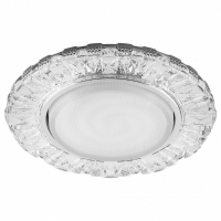 Нарушена упаковка.  <175838> Светильник встраиваемый с белой LED подсветкой Feron CD4023 потолочный GX53 без лампы прозрачный  29476