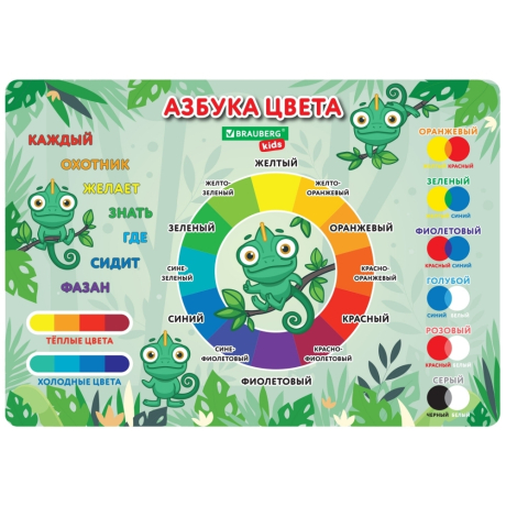 Нарушена упаковка!  <723096> Настольное покрытие BRAUBERG KIDS для труда и творческих занятий, ПВХ, "Color map", 50х35 см, 272360