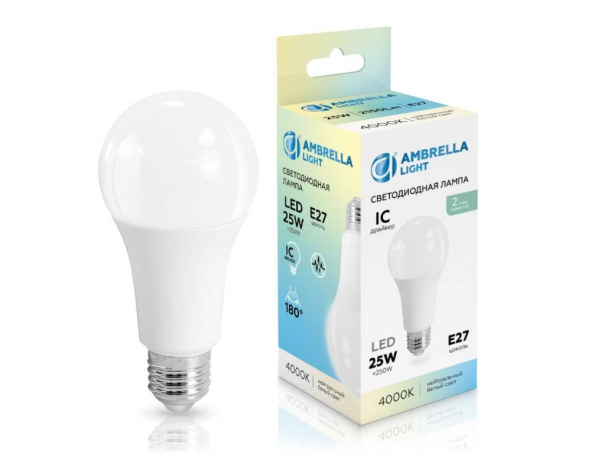 Лампа светодиодная Лон A65 25W 4000K Ambrella light Bulding 652504 