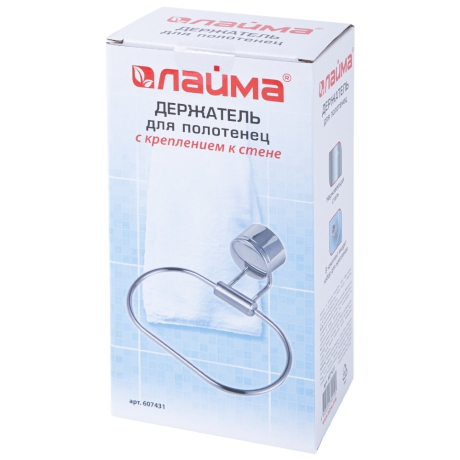 Нарушена упаковка! <386625> Держатель-кольцо для полотенец LAIMA, хромированная сталь, крепление к стене, 607431 (607431)