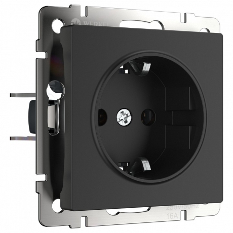 Розетка с заземлением, без рамки Werkel черный матовый W1171008