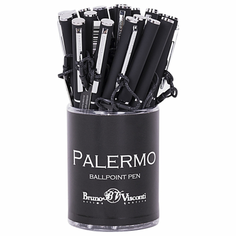 Нарушена упаковка!  <620594> Ручка шариковая BRUNO VISCONTI "Palermo", черный металлический корпус, 0,7 мм, синяя, 20-0250/01 (144162)