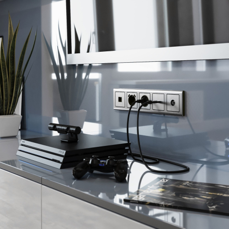 Накладка для розетки RJ45 и RJ11 (глянцевый никель) Werkel WL02-RJ-CP