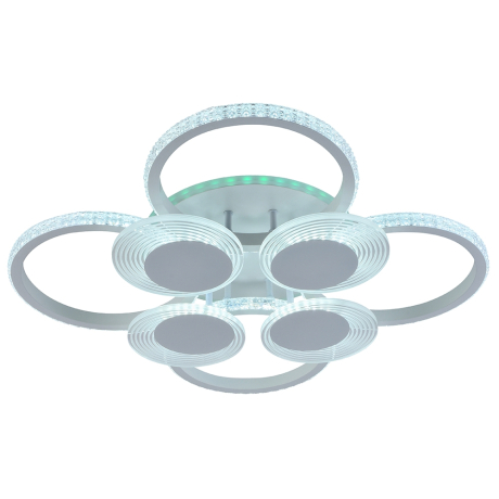 Светодиодная диммируемая люстра с ПДУ Profit Light 5883/4+4A WHT 152W+8W RGB 