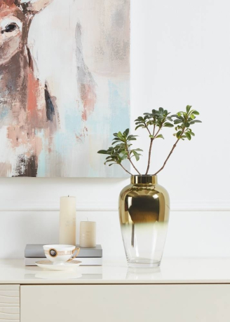 421358 Ваза декоративная KENYASI, H270, ?155, стекло, прозрачный, золотой, зеркальный Eglo 