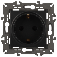 Нарушена упаковка.  <169292> Розетка 2P+E со шторками (антрацит) Elegance Эра 14-2102-05 () Б0034276