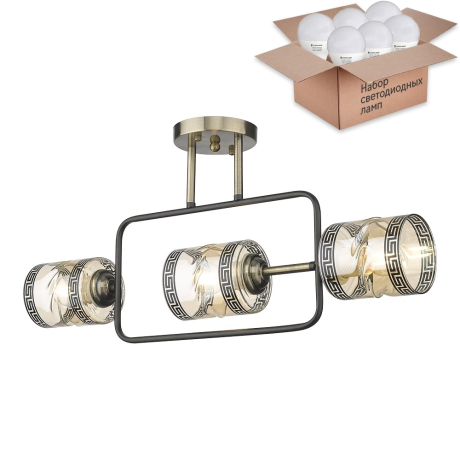 Потолочный светильник с лампочками Velante 215-507-03+Lamps E27 P45 