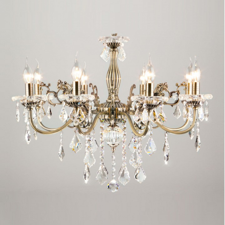 Подвесная люстра Eurosvet Elisha 3281/8 античная бронза/прозрачный хрусталь Strotskis 