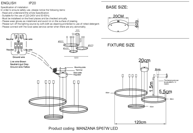 Подвесная диммируемая люстра с пультом ДУ Crystal Lux MANZANA SP67W LED BLACK 