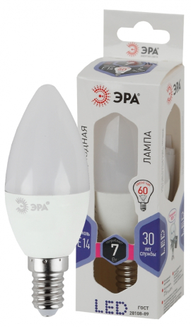 Лампа светодиодная ЭРА E14 7W 6000K матовая LED B35-7W-860-E14 Б0031400 
