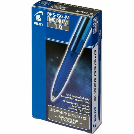 Нарушена упаковка! <844422> Ручка шариковая с грипом PILOT Super Grip G, СИНЯЯ, узел 1 мм, линия 0,27 мм, BPS-GG-M L (144710)