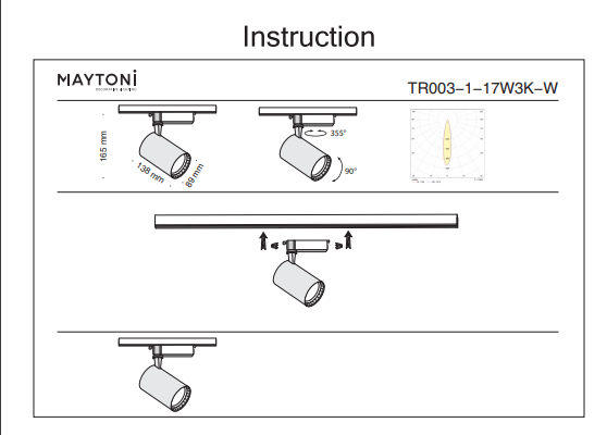 Однофазный LED светильник 17W 3000К для трека Maytoni Track TR003-1-17W3K-W 