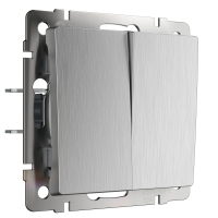 Выключатель двухклавишный проходной (cеребряный рифленый) Werkel W1122009