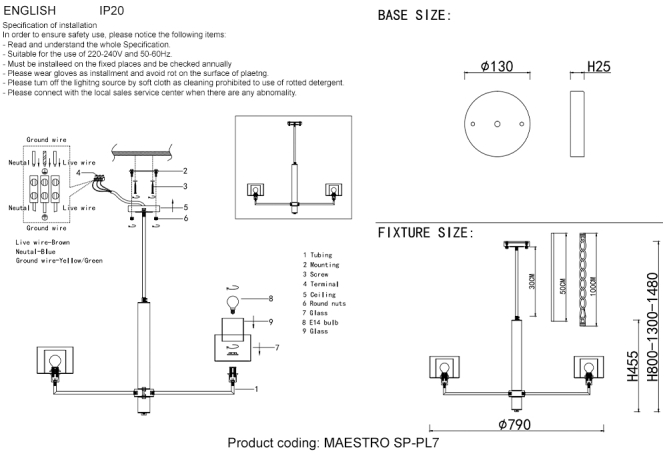 Подвесная люстра с лампочками CRYSTAL LUX Maestro SP-PL7 Chrome+Lamps