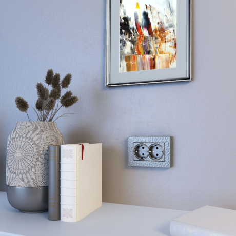 Рамка для двойной розетки Werkel Hammer серебряный W0082406