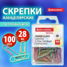 Нарушена упаковка! <722815> Скрепки BRAUBERG PASTEL, 28 мм, пастельные цвета, 100 шт., в пластиковой коробке, 271956 (271956)