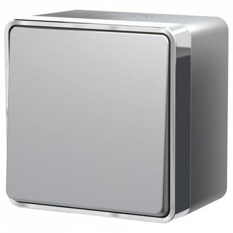 Выключатель одноклавишный влагозащищенный Werkel Gallant (серебряный) W5010206