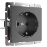 Розетка с заземлением, без рамки Werkel графит рифленый W1171004