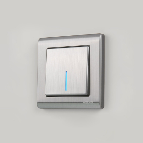 Выключатель одноклавишный с подсветкой (глянцевый никель) Werkel W1110102