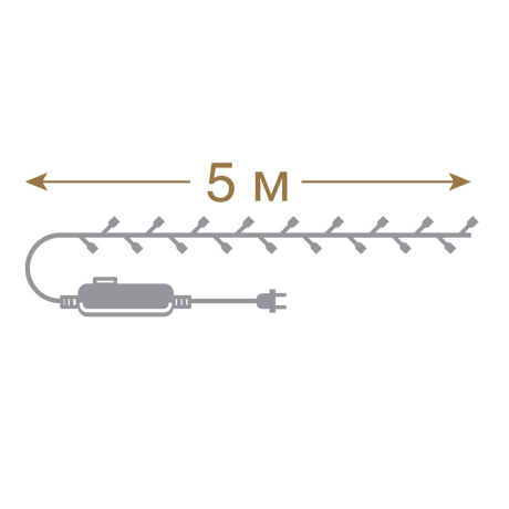5м. Электрогирлянда ''Нить'' с контроллером (теплый) 50LED IP20 Vegas 55059