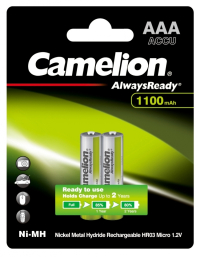 Нарушена упаковка! <673814> Camelion Always Ready AAA-1100mAh Ni-Mh BL-2 (NH-AAA1100BP2, аккумулятор,1.2В) (15037)