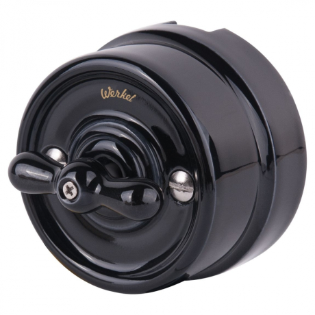 Выключатель на 4 положения двухклавишный без рамки Werkel Ретро (черный) W5620008