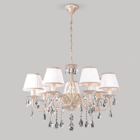 Подвесная люстра Eurosvet Amelia 3637/7 белый с золотом/прозрачный хрусталь Strotskis 