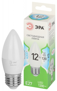 Лампочка светодиодная ЭРА GREEN LINE LED B35-12W-840-E27 GL E27 12 Вт свеча яркий белый свет Б0067141