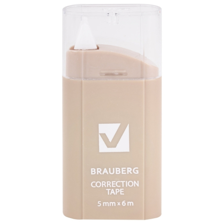 Нарушена упаковка!  <757610> Корректирующая лента BRAUBERG COMPACT PASTEL, 5 мм х 6 м, корпус ассорти, блистер, 272495