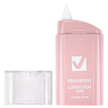 Нарушена упаковка!  <757610> Корректирующая лента BRAUBERG COMPACT PASTEL, 5 мм х 6 м, корпус ассорти, блистер, 272495